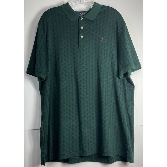Polo Ralph Lauren Men's Size XL Custom Fit All Over Print Green Shield Shirt - Picture 2 of 9